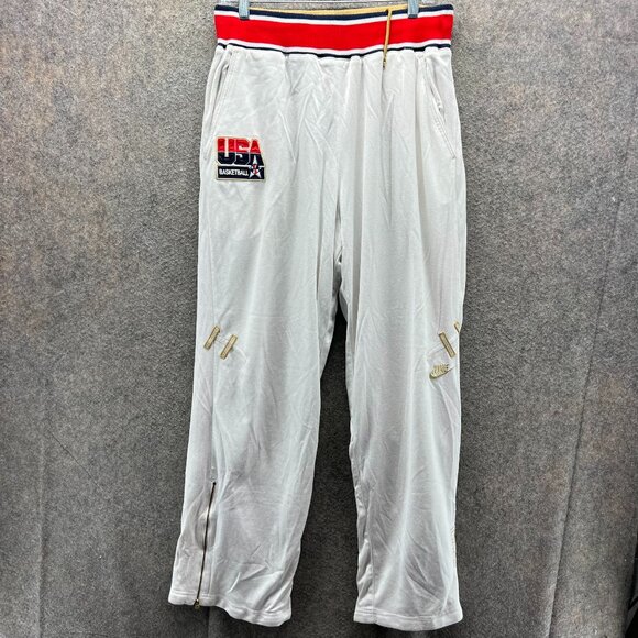 Nike Pants Mens Large White Red Blue Gold Tear Away Vintage USA Basketball